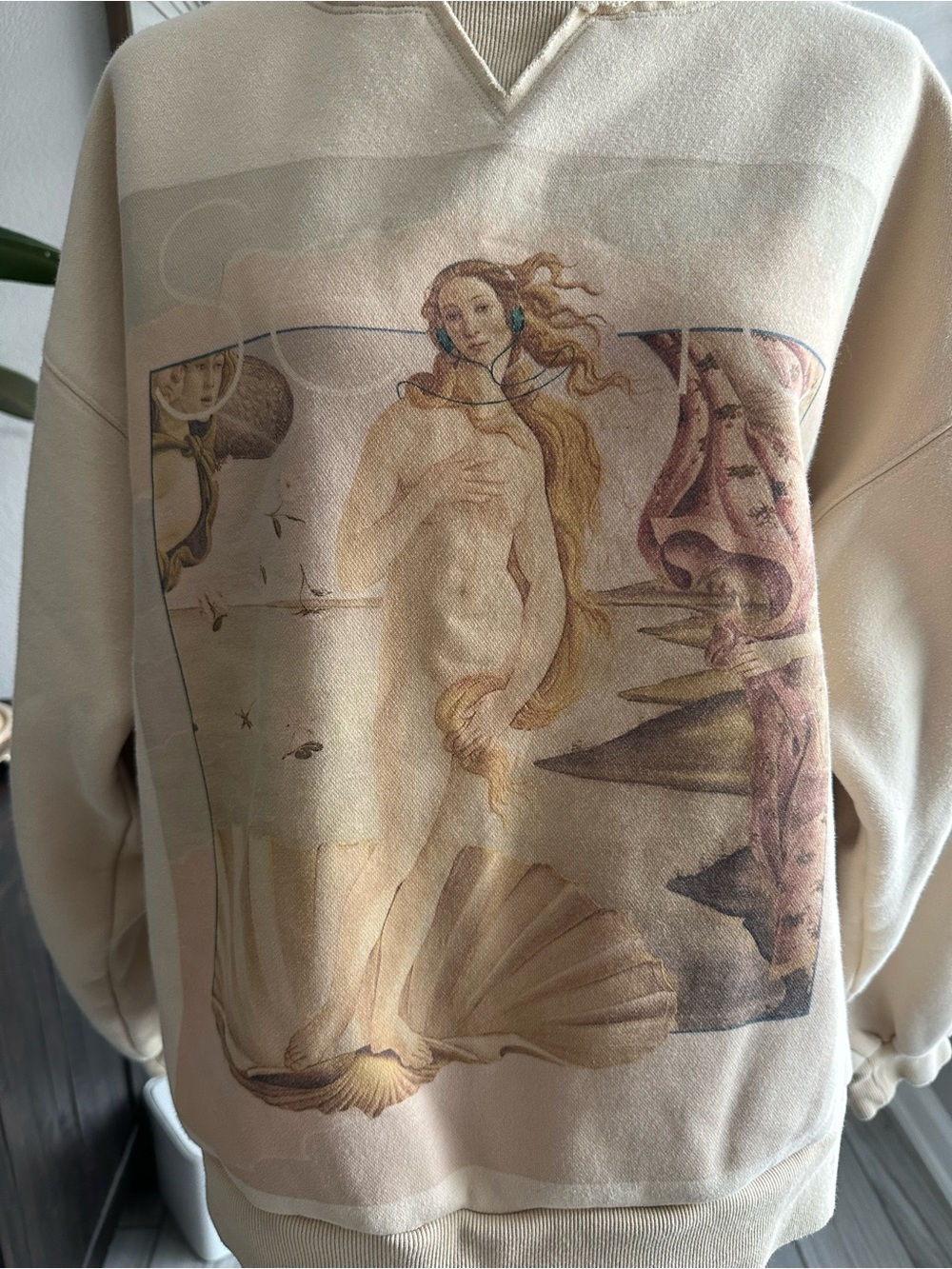 Selkie Cream Graphic Crewneck Sweatshirt Featuring Classical Painting - Picture 2 of 8
